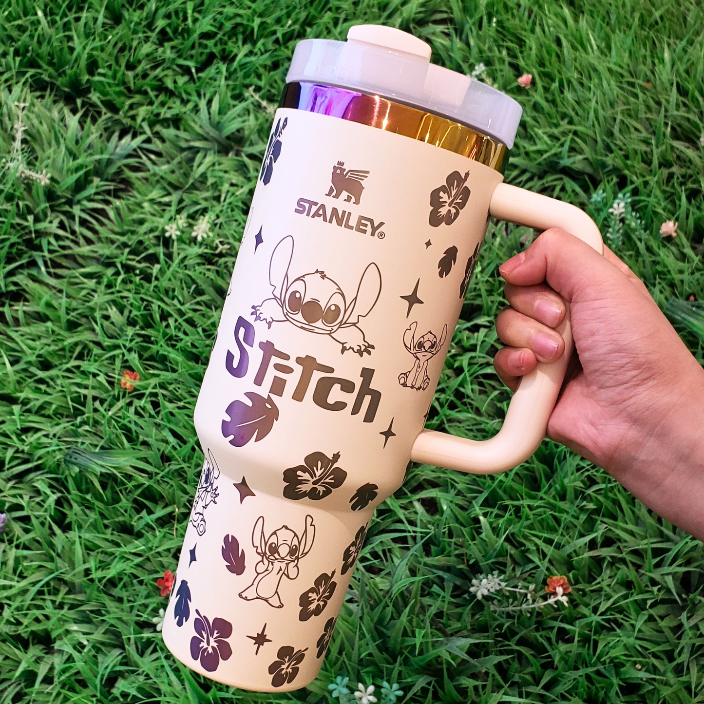 🔥40oz Stitch Insulated Tumbler 🥰 Straw Topper as Free Gift🎁