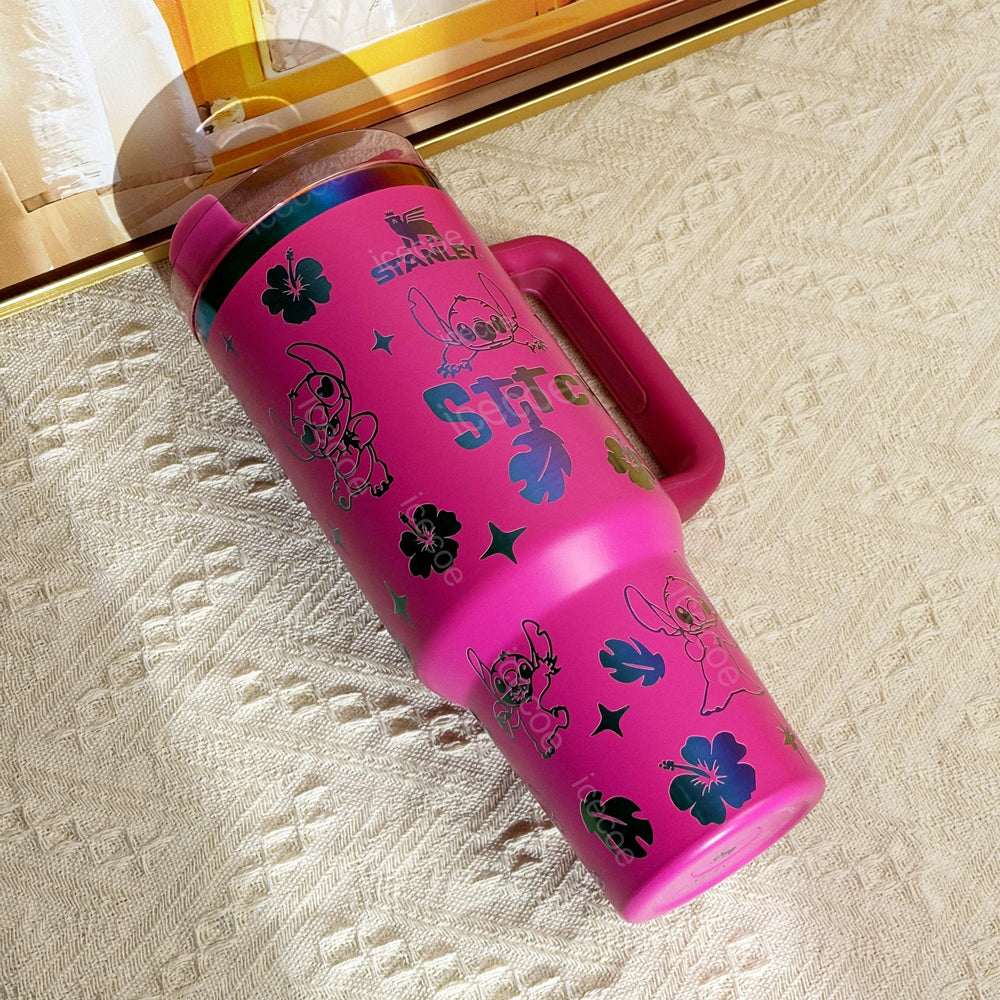 🔥40oz Stitch Insulated Tumbler 🥰 Straw Topper as Free Gift🎁